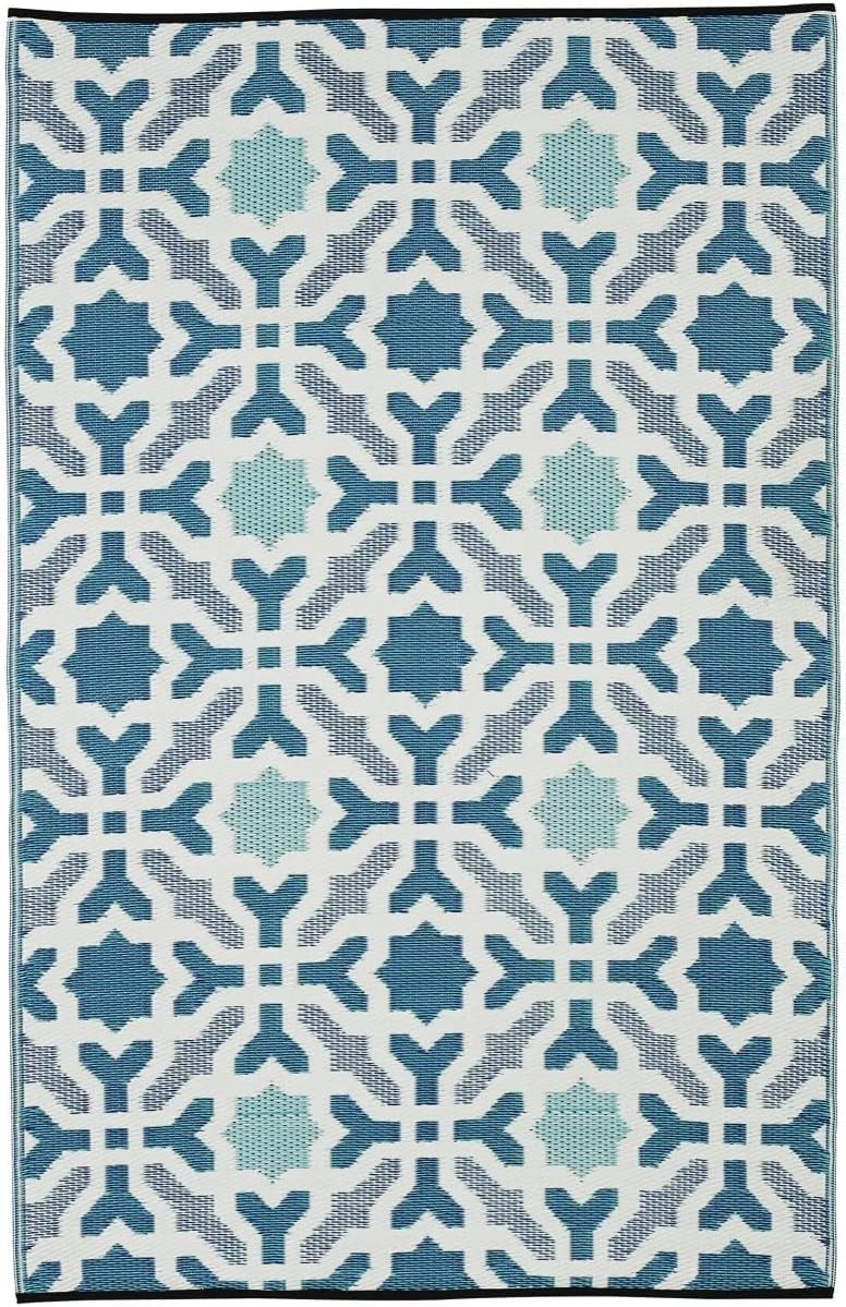 Fab Habitat Outdoor Rug - Waterproof, Fade Resistant, Reversible - Premium Recycled Plastic - Spanish Tile Farmhouse - Large Pat