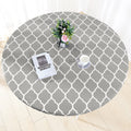 Zhuqing Heavy Duty Vinyl Round Fitted Tablecloth, Gray Moroccan Design, Spillproof Waterproof Elastic Table Cover With Flannel Backed Lining, Fits 45' To 56' Round Table, For Indoor/Outdoor Use