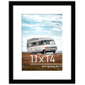 PEALSN 11x14 Picture Frame, Display Pictures 8 x 10 with Mat or 11 x 14 Without Mat for Wall Mounting Display, Photo Frames, Bla