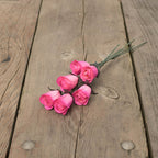 6 Pink Roses With Hot Pink Tips Half Open Bud Wooden Roses For Crafts Custom Bouquets And Other Projects. 10 Colors To Choose Fr