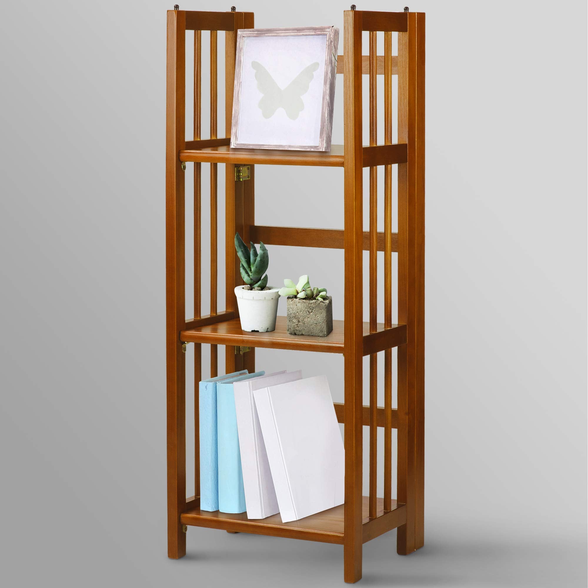 Casual Home 3-Shelf Folding Bookcase 14' Wide-Honey Oak
