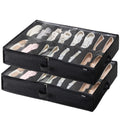 VEVOR Under Bed Shoe Storage Organizer, Set of 2, Total 32 Compartments, Underbed Shoes Closet Storage Solution with Clear Windo