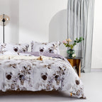 MILDLY 100% Long-Staple Cotton Duvet Cover Set Cobblestone Watercolor Pattern Printed Comforter Cover 3pcs, Ultra Soft & Breatha