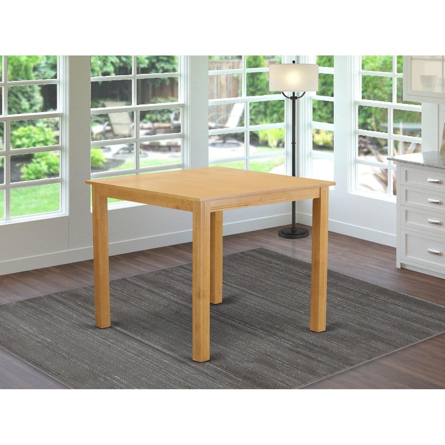 East West Furniture CFT-OAK-T Café Bar Height Counter Table - a Square Dinner Table Top with Sturdy Legs, 42x42 Inch, OAK