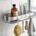 Bathroom Wall Shelf Storage Organiser With Hooks
