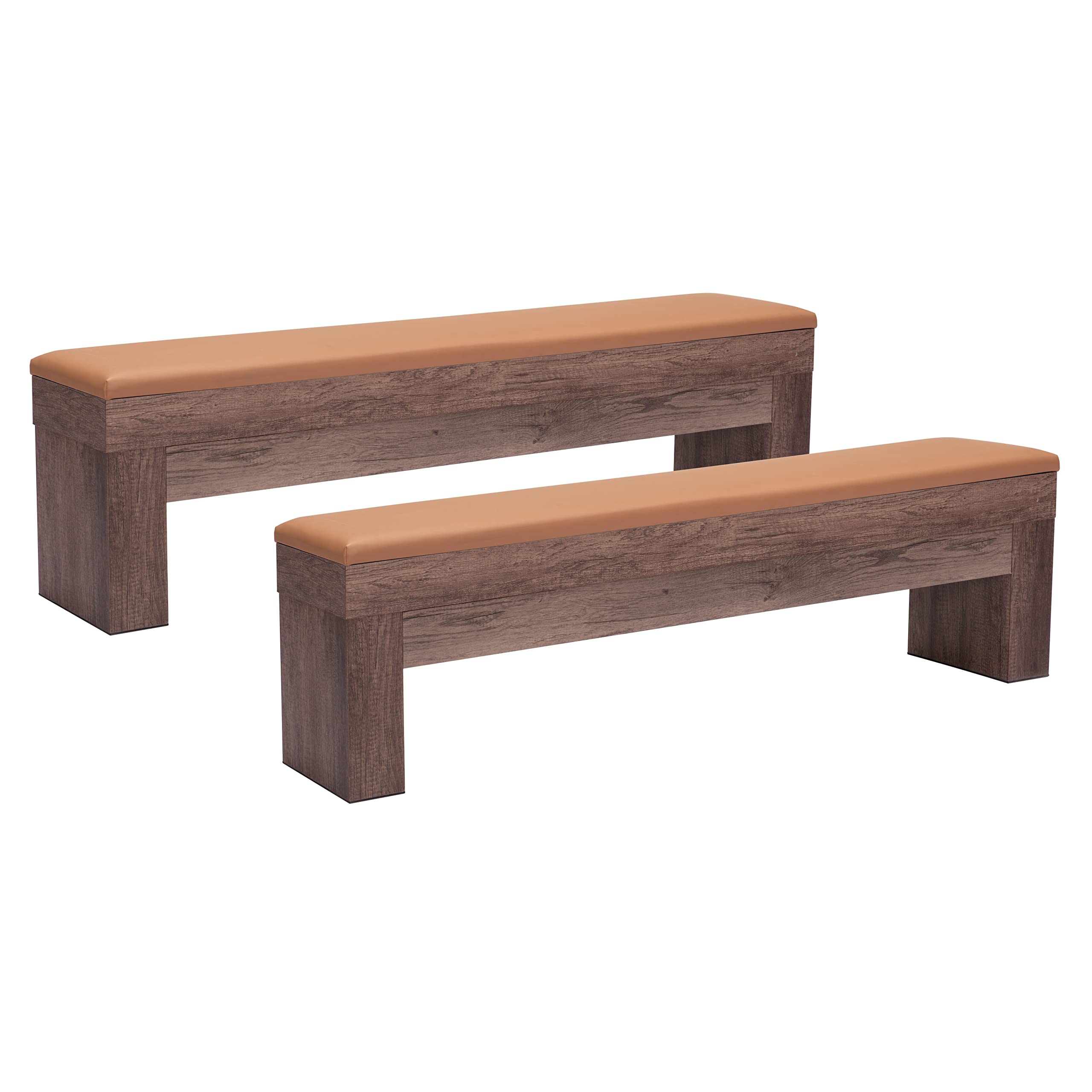 Set Of 2 Bonkers Storage Bench Brown