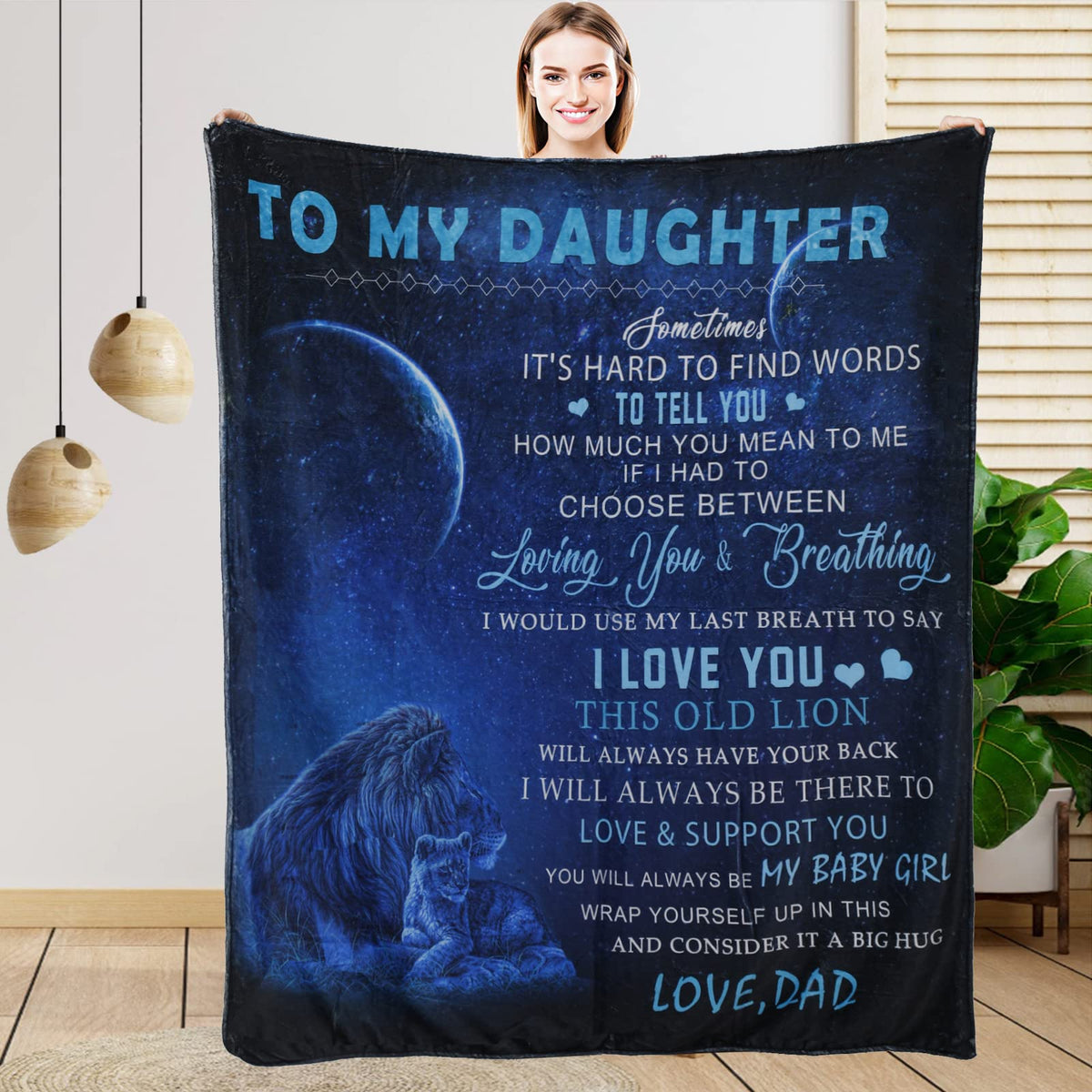 To My Daughter Blanket From Dad Daughter Gift Lion Father Throw Blanket Gift Super Soft Cozy Flannel Blanket For Bed Sofa Birthd