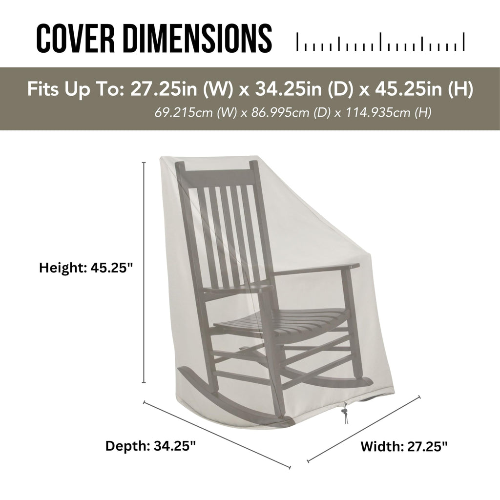 Shine Company Weatherproof Outdoor Rocking Chair Cover Set Of 2, 100% Woven Polyester, Elastic Cord With Toggle, Gray, 2-Pack