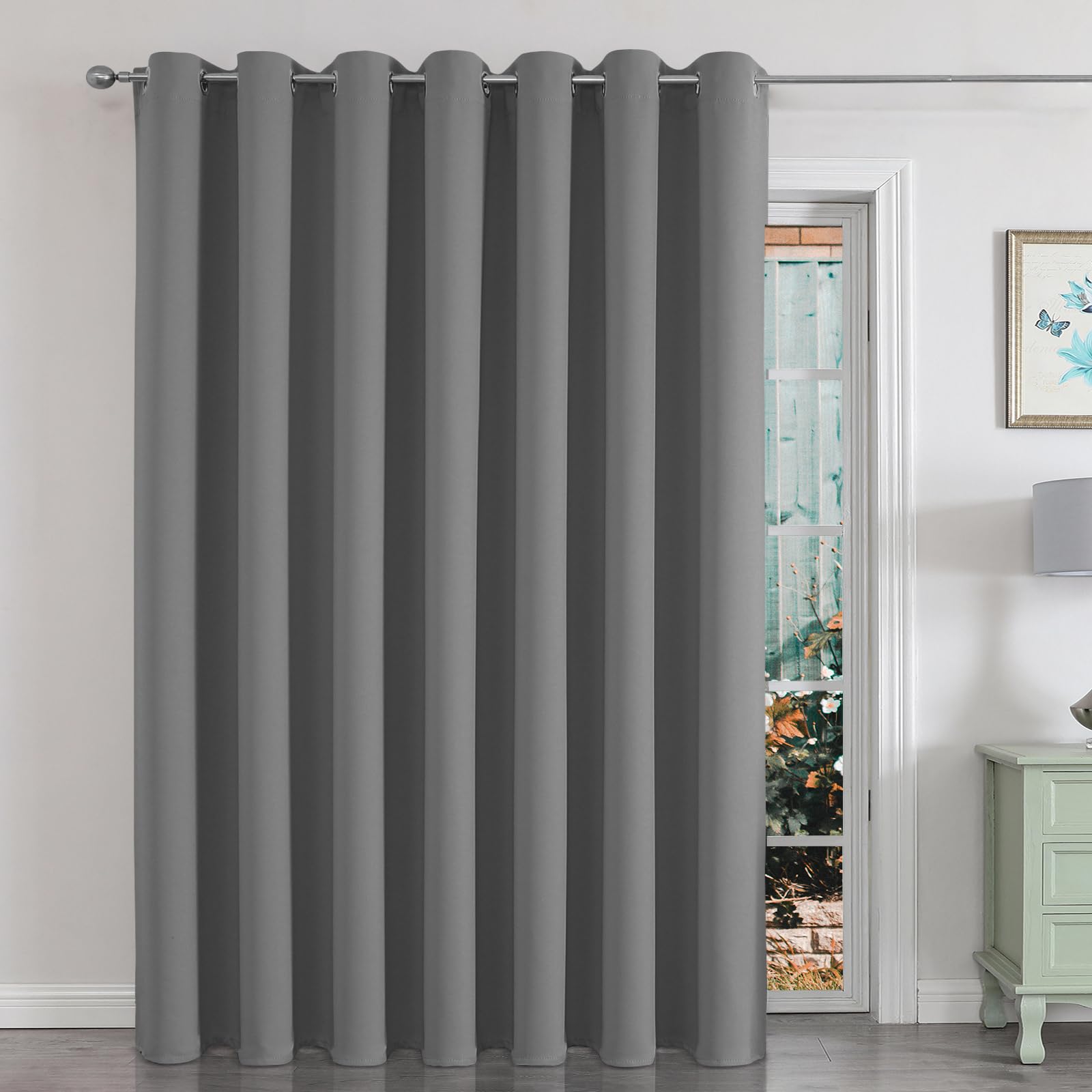 Joydeco Sliding Door Curtains, Light Grey Curtains 100 X 90 Inches, Extra Wide Curtains For Patio Sliding Door Living Room, Room