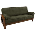 Blazing Needles Solid Microsuede Double Corded 8 Inch  To 9 Inch  Futon Cover Set With 2 Bolster Pillows (Set Of 3), Full, Hunter Green