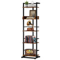 Hosfais Book Shelf Narrow Bookshelf: 5 Tier Wood Bookcase with Metal Edge Protection Industrial Modern Bookshelf Book Storage Or