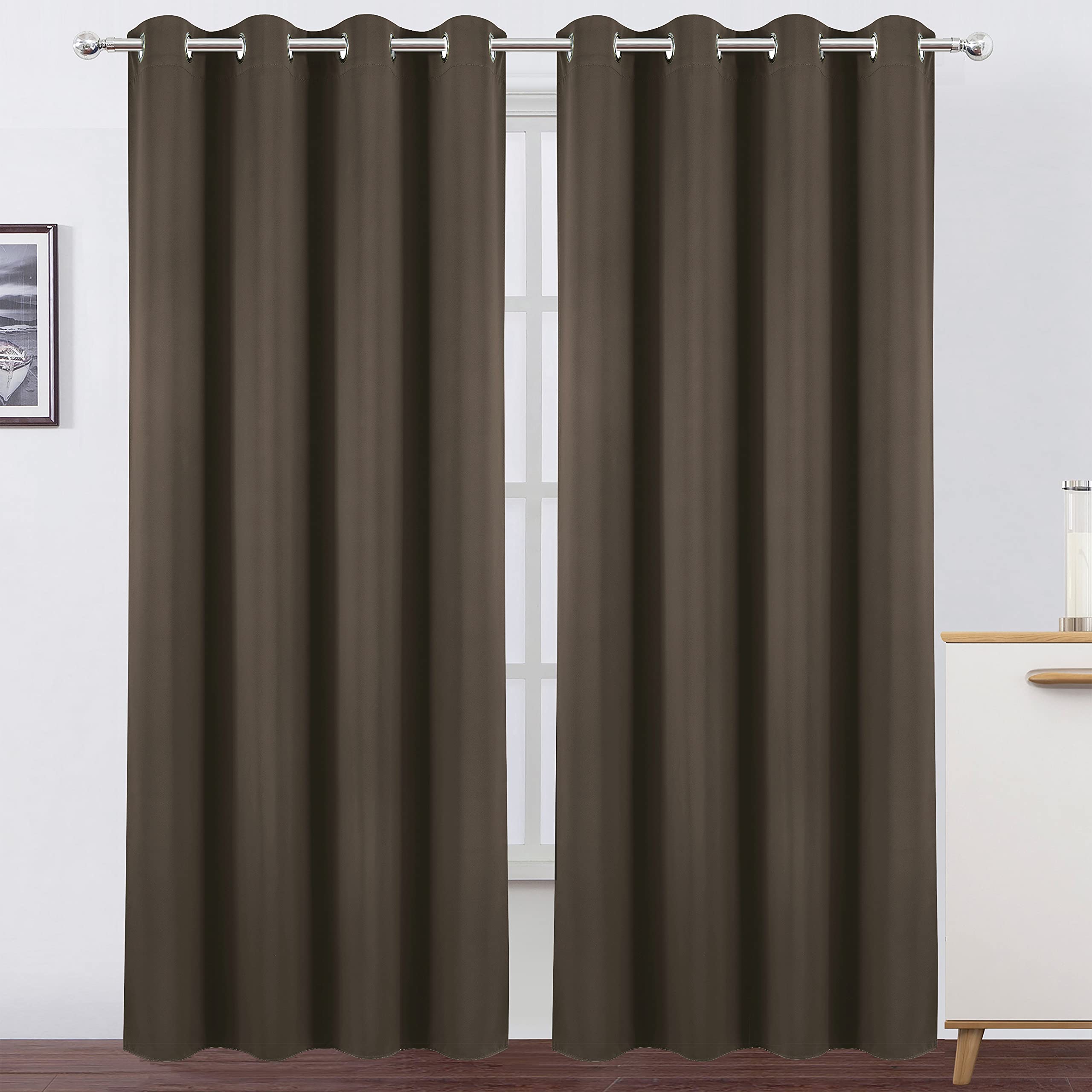 Lemomo Blackout Curtains 66 X 84 Inch/Chocolate Brown Curtains Set Of 2 Panels/Thermal Insulated Room Darkening Bedroom Curtains