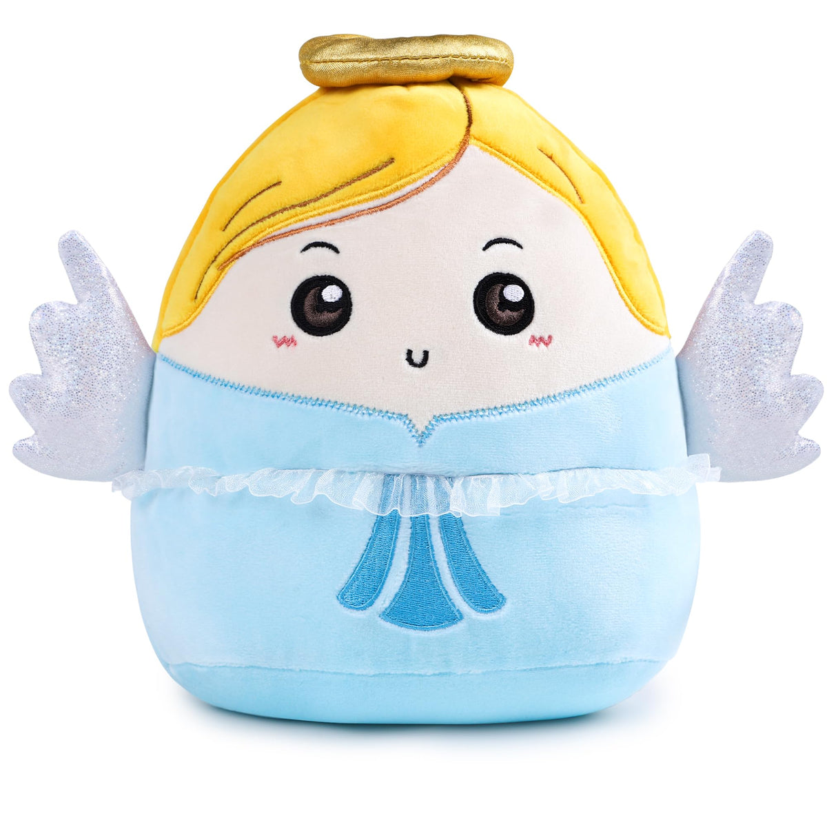 Seaopop Soft Angel Stuffed Animals: 8-Inch Cuddly Angel Plush Toys With Glitter Wings And Halo Stuffed Doll Plushie Pillow, Chri