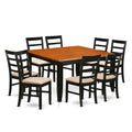 East West Furniture PARF9-BLK-C 9 Piece Dining Set Includes a Square Dining Room Table with Butterfly Leaf and 8 Linen Fabric Upholstered Kitchen Chairs, 54x54 Inch, Black & Cherry