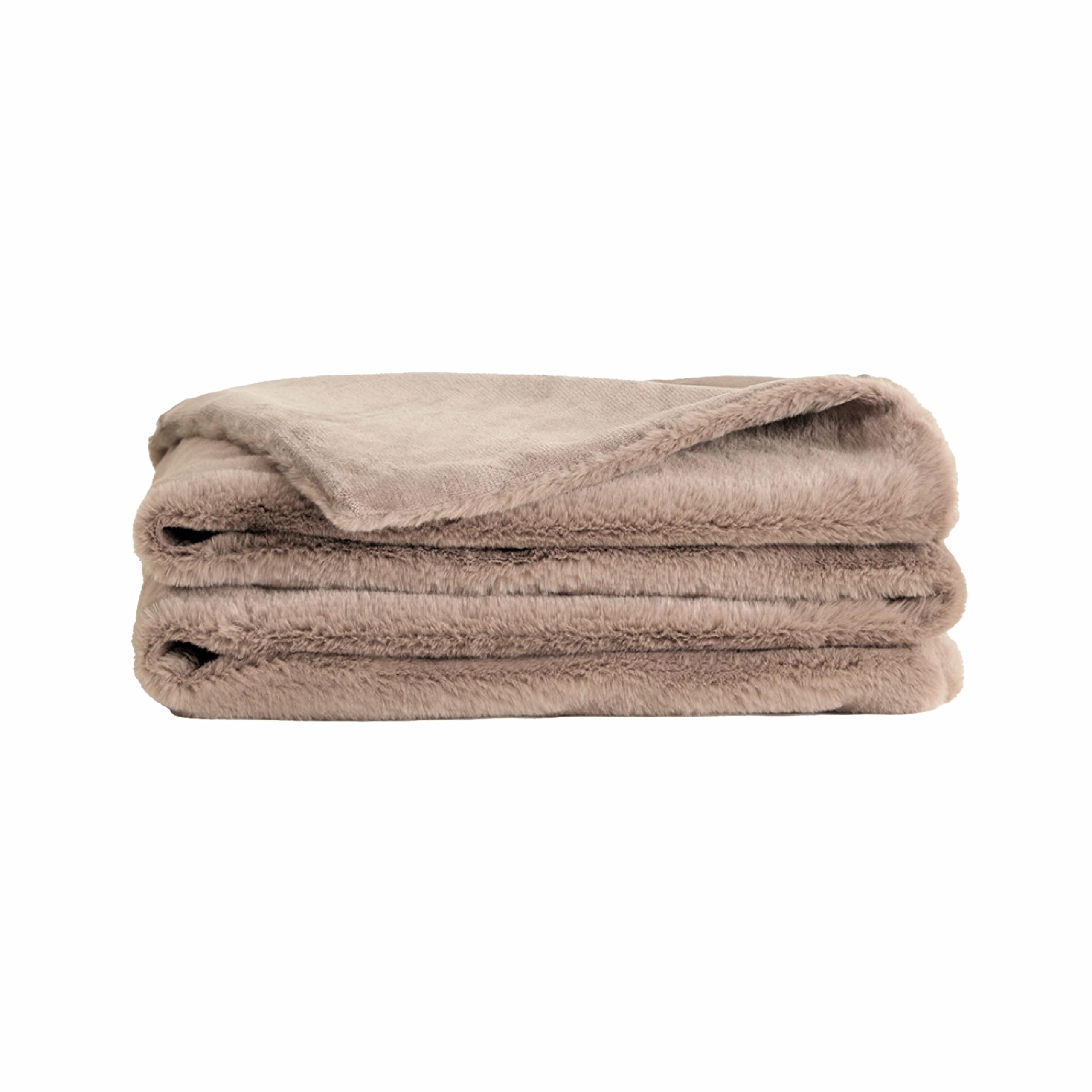 Unhide Lil Marsh - Faux Fur Blanket - Durable, Lightweight, Extra Soft Blanket - Machine Washable - Mocha Shar Pei, Small (50'
