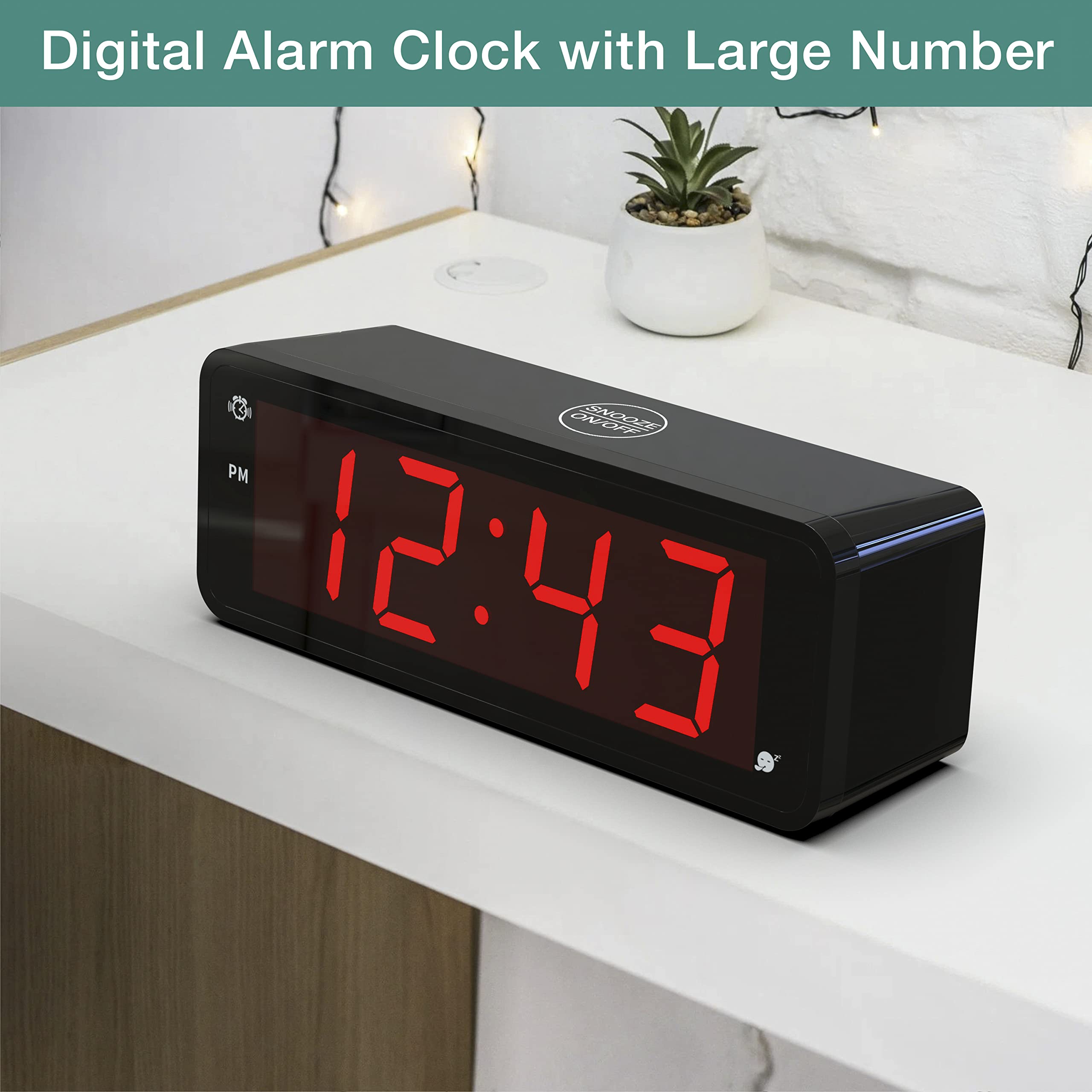 Kwanwa Alarm Clock, Large Display 1.8'' Led Numbers, Adjustable Led Brightness, Battery Operated, 12/24Hr, Snooze, Clearly Visib