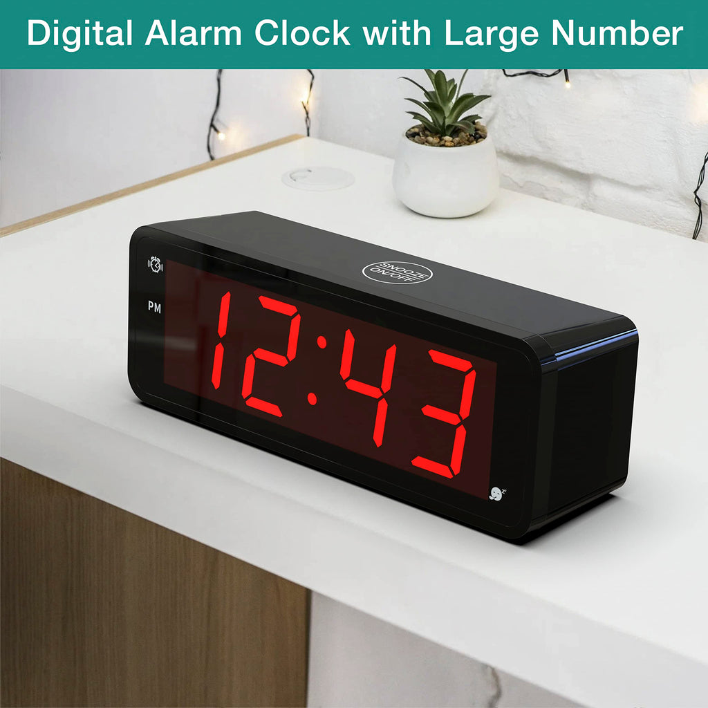 Kwanwa Alarm Clock, Large Display 1.8'' Led Numbers, Adjustable Led Brightness, Battery Operated, 12/24Hr, Snooze, Clearly Visib