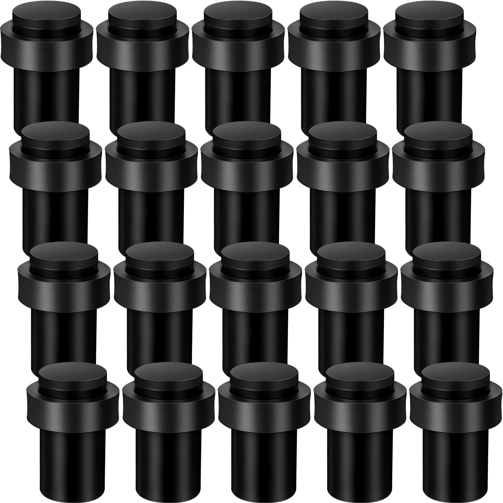 Chumia 20 Pcs Door Stops Floor Mounted Door Stopper Stainless Steel Cylindrical Floor Door Stop Modern Decorative Rubber Bumper