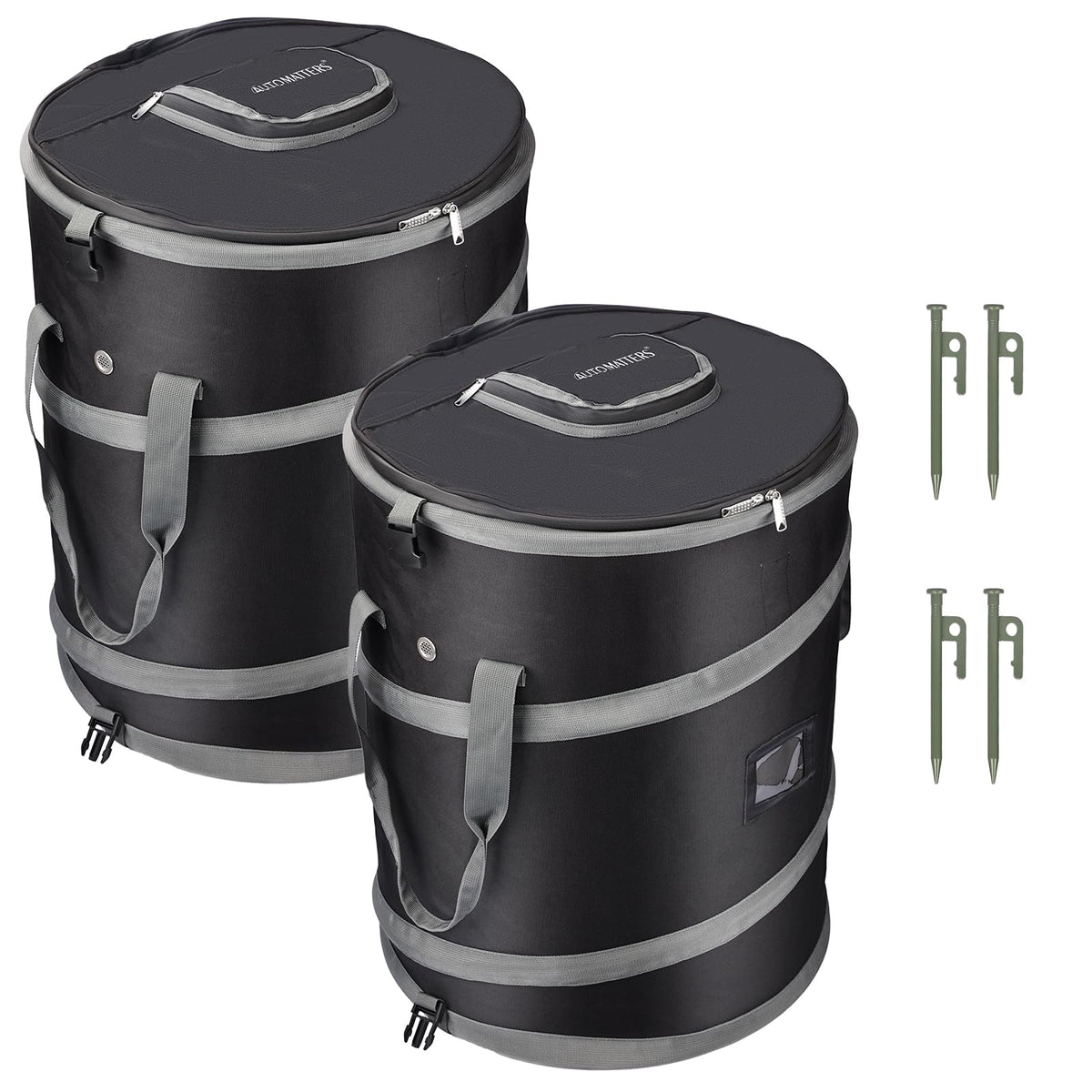 AUTOMATTERS PopUp Trash Bin, Collapsible Trash Can, 2 Pack, Black