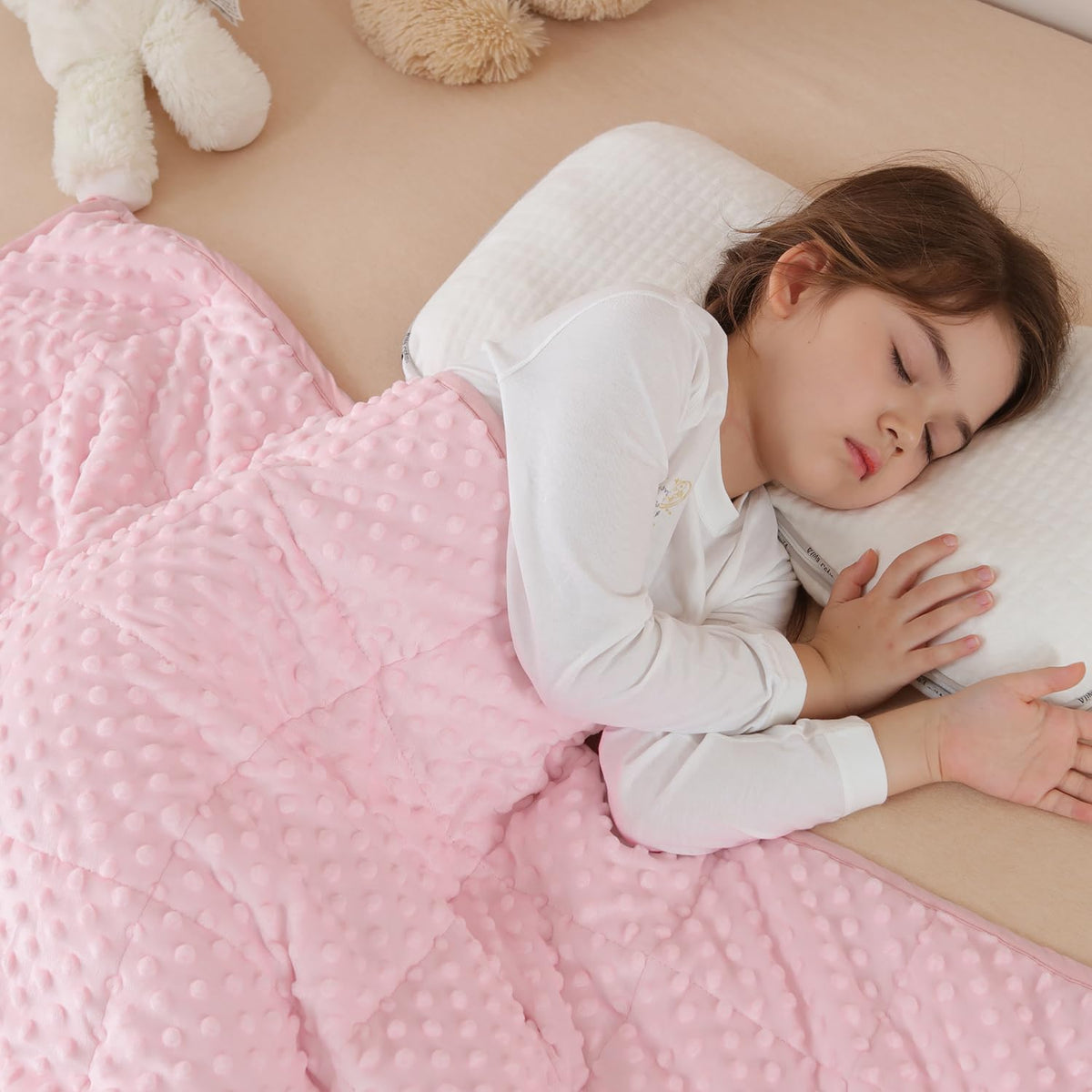 Sivio Weighted Blanket, Minky Dots Weighted Blanket,Soft And Cozy Cooling Heavy Blanket For Bed, Calm And Nap, School And Home,3