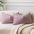 Juspurbet Pink Purple Lumbar Velvet Throw Pillow Covers 12X20 Inch Set Of 2 For Living Room Couch Sofa Bedroom Decorative Rectan