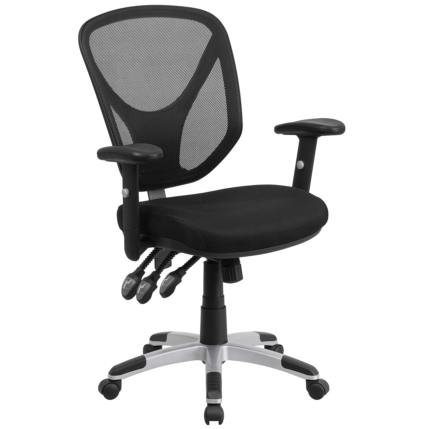 Flash Furniture Sam Mid-Back Black Mesh Multifunction Swivel Ergonomic Task Office Chair With Adjustable Arms