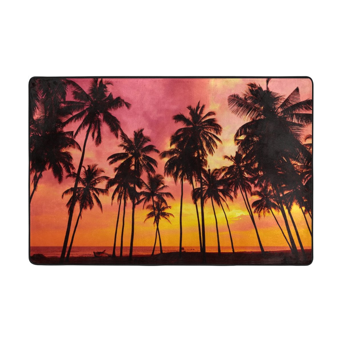 My Little Nest Area Rug Tropical Beach Palm Trees Lightweight Non-Slip Soft Mat 4' X 6', Memory Sponge Indoor Outdoor Decor Carpet For Entrance Living Room Bedroom Office Kitchen Hallway