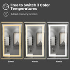 Amorho 84''X 40'' Led Bathroom Mirror Framed, Front Light And Backlit, Stepless Dimmable, Anti-Fog, Shatter-Proof, Memory, 3 Col