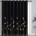 Estelar Textiler Extra Wide Blackout Curtain For Sliding Door, Gold Palm Tree Pattern Curtain & Drape, Thermal Insulated Grommet