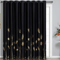 Estelar Textiler Wide Blackout Curtain For Sliding Door 100W X 108L Inch Thermal Insulated Window Blinds Foil Print Gold Palm Pa