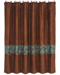 Paseo Road by HiEnd Accents Wyatt Western Rustic Bathroom Fabric Shower Curtain with 12 Hooks, 72x72 inch, Brown with Turquoise 