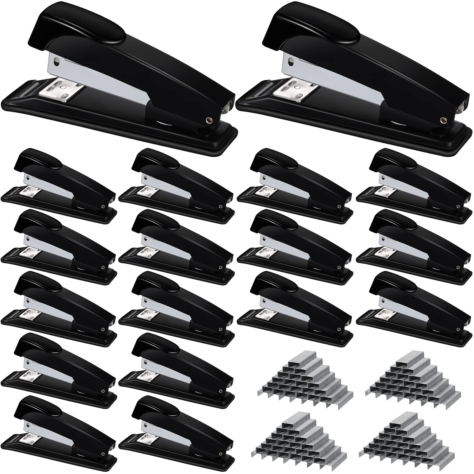 Yahenda 18 Pieces Staplers For Desk Black Stapler Bulk With Staples 20 Sheet Capacity Staplers Compact Desktop Heavy Duty Staple