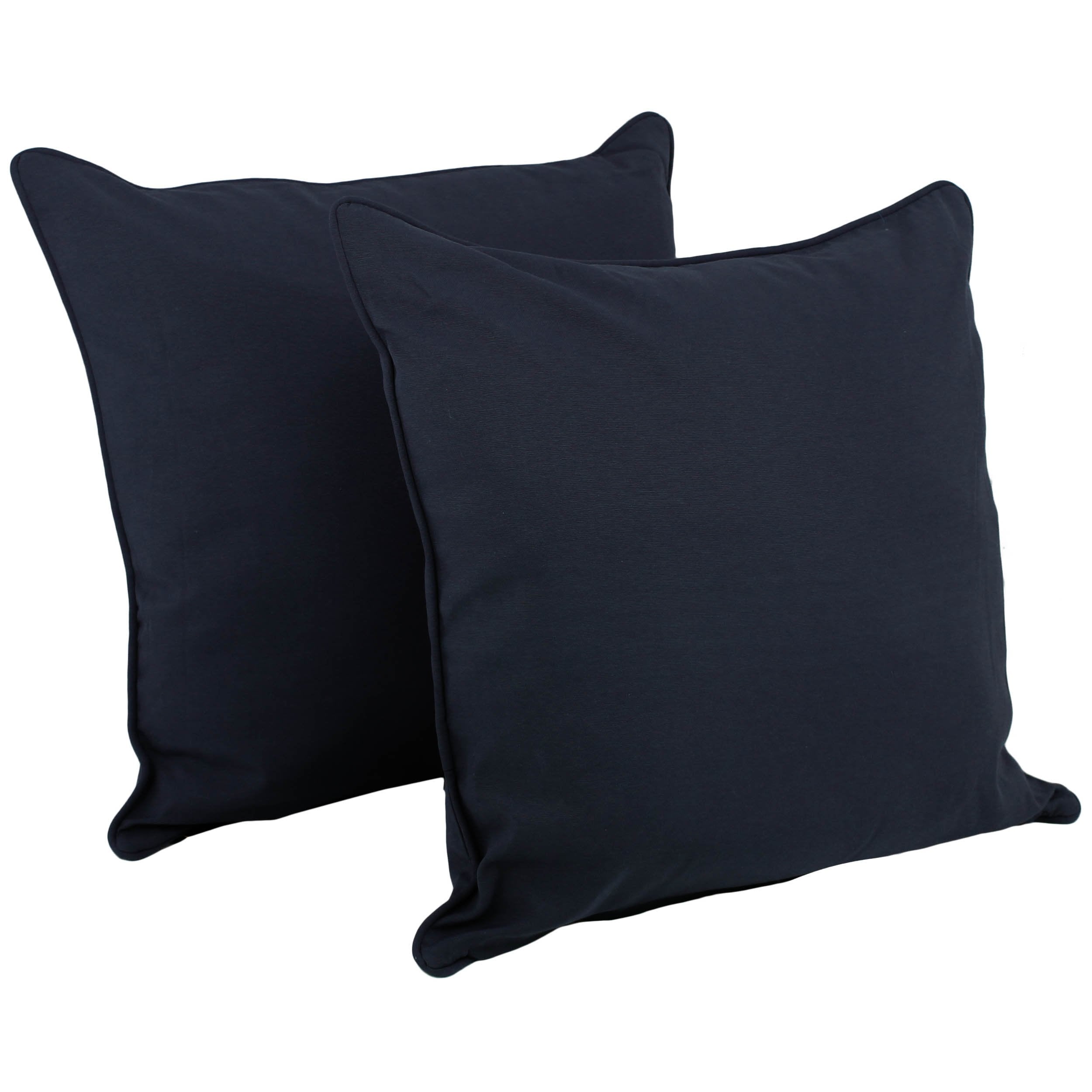 Blazing Needles Double-Corded Solid Twill Square Floor Pillows with Inserts (Set of 2), 25&quot;, Navy