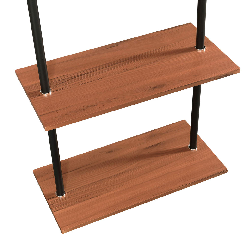 Furinno Wyatt Industrial Style Garment Rack with Wood Shelves, Antique Espresso