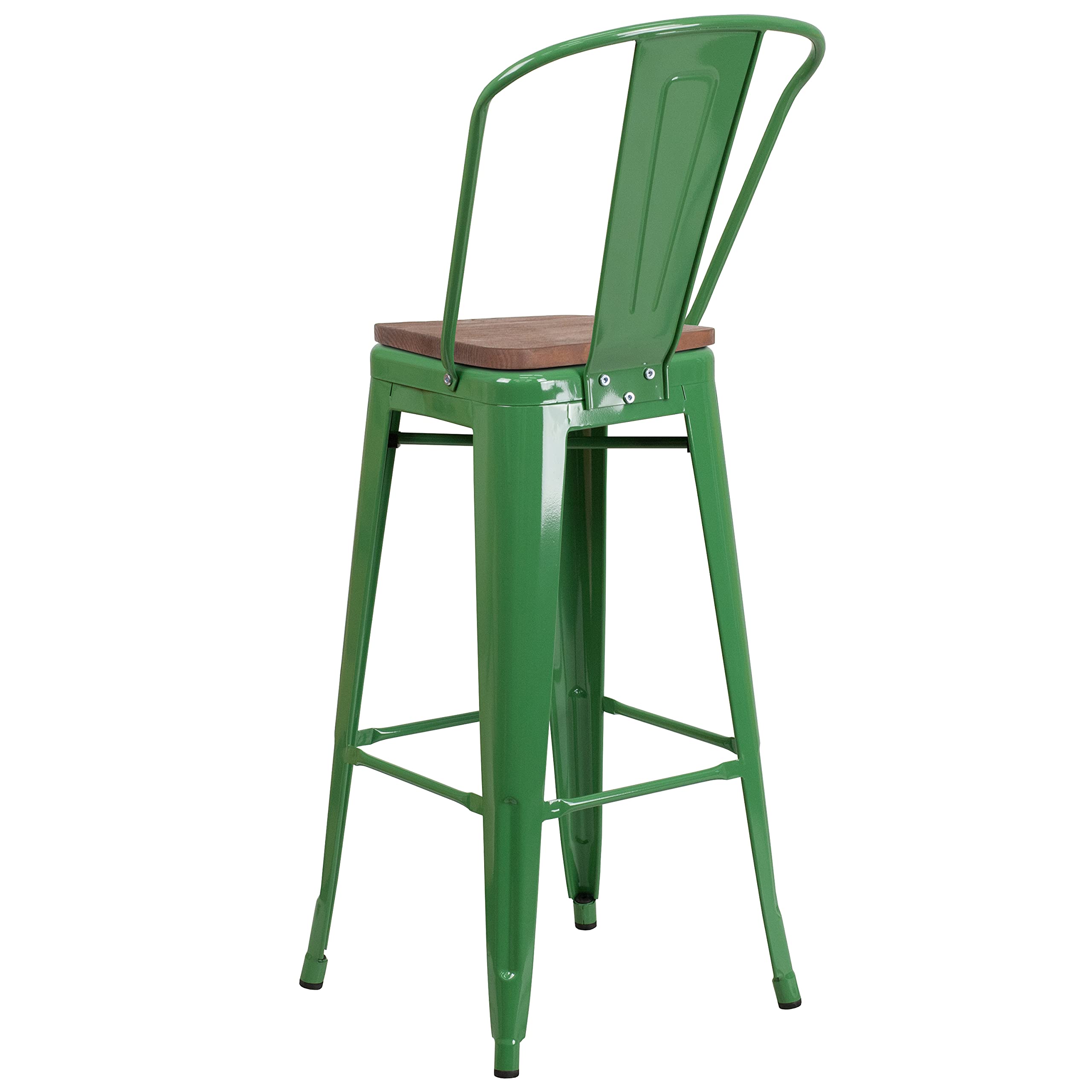 Flash Furniture Metal/Wood Colorful Restaurant Barstools, 1 Pack, Green