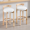 HEAH-YO Mid Century Modern Sherpa Bar Stools Set of 2, 30.25 Pub Height Stools with Back, Boucle Upholstered Barstools with Soli