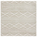 SAFAVIEH Tulum Collection Area Rug - 67 Square, Ivory & Sage, Moroccan Boho Tribal Design, Non-Shedding & Easy Care, Ideal for 