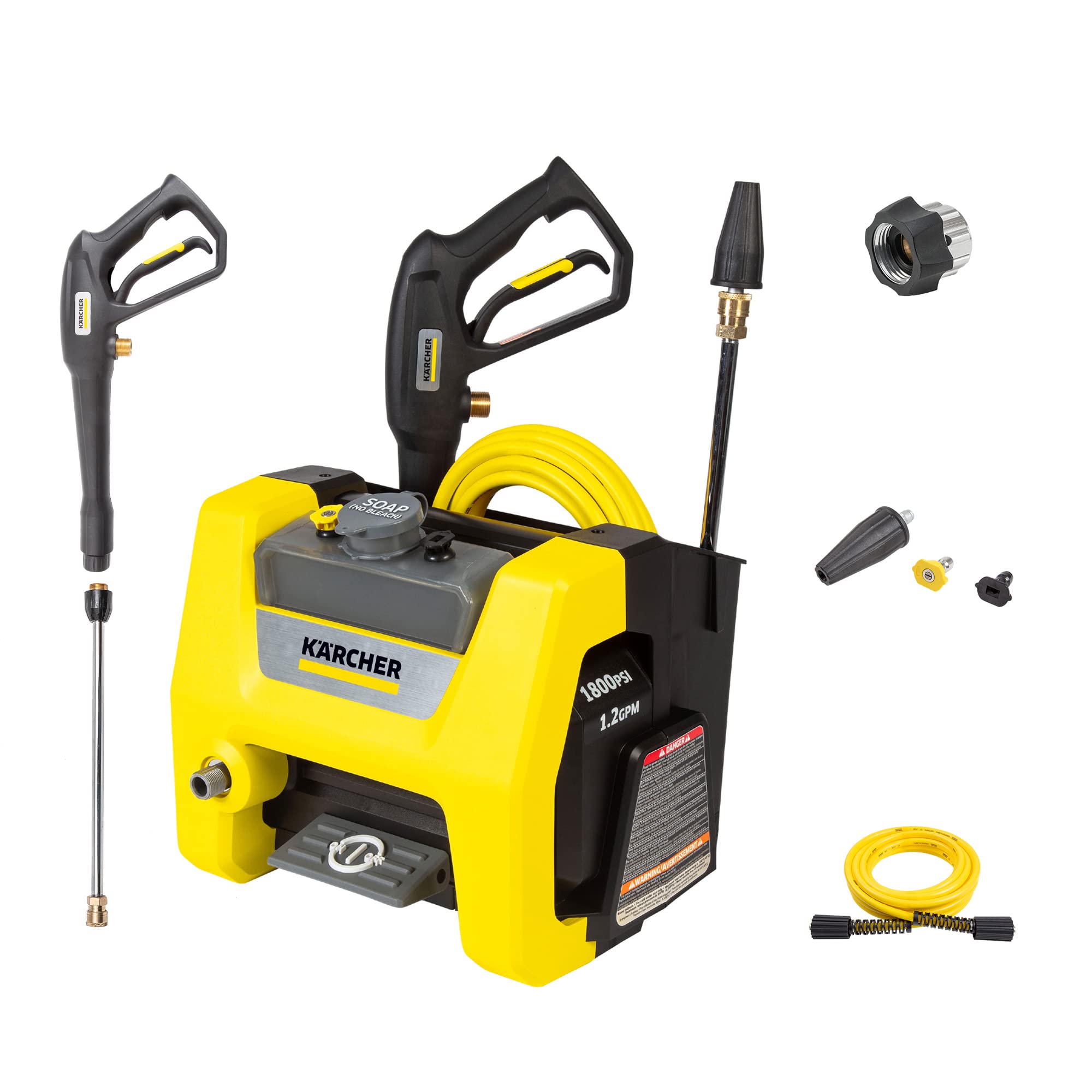 Krcher - K1800Ps Cube - Max 2250 Psi - Electric Pressure Washer Trupressure - With 3 Spray Nozzles - Great For Cleaning Cars, Si