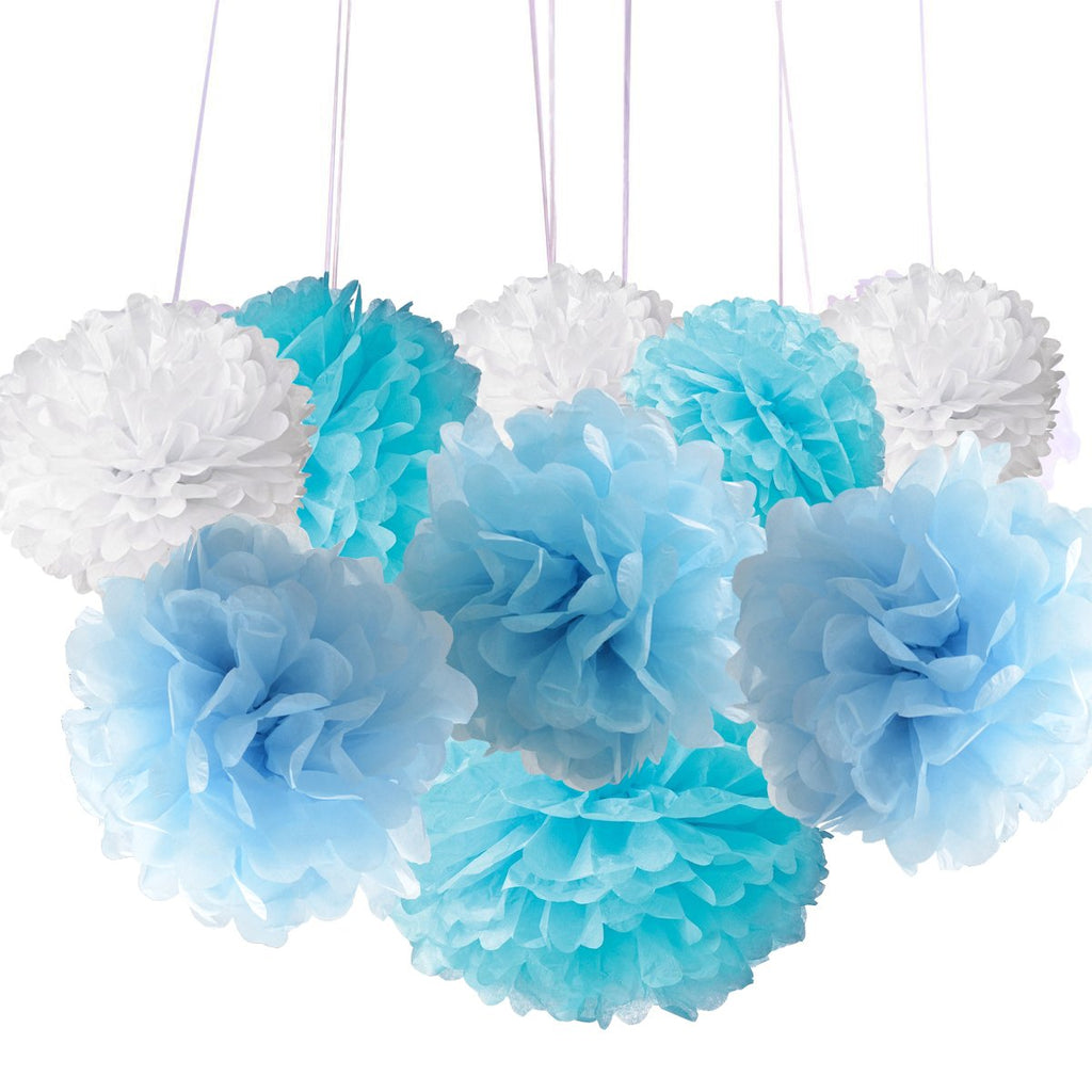 18Pcs Tissue Hanging Paper Pom-Poms, Hmxpls Flower Ball Wedding Party Outdoor Decoration Premium Tissue Paper Pom Pom Flowers Cr