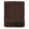 Battilo Home Brown Throw Blanket For Couch, Chocolate Knit Throw Blanket For Home Decor, Textured Decorative Boho Throw Blanket