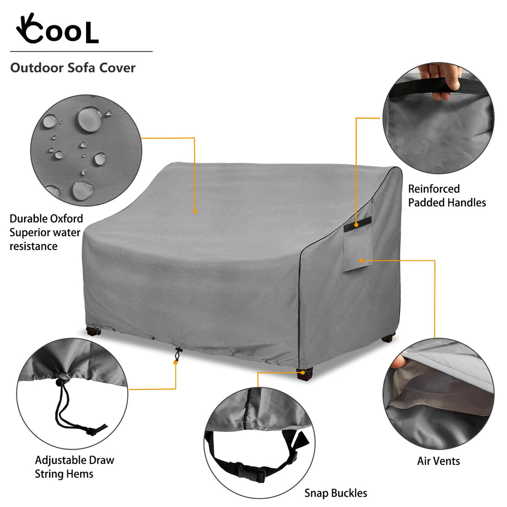 Okcool Heavy Duty Patio Sofa Cover, 100% Waterproof 3-Seater Outdoor Sofa Cover Fits Up To 76W X 32.5D X 33H Inches, Lawn Patio