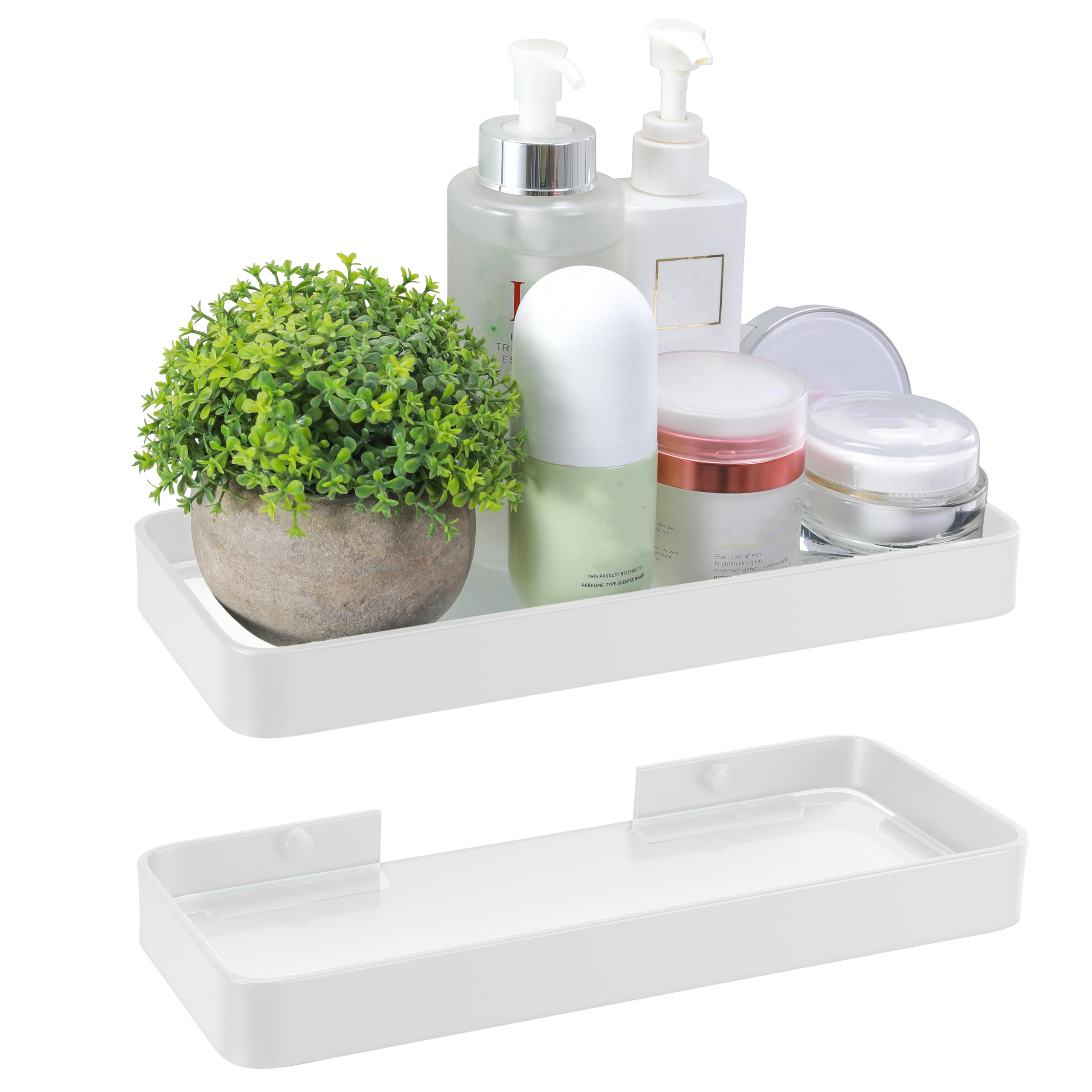 Z metnal Small Glass Bathroom Shelves, Floating Shelf, Mini Wall Shelf for Bathroom Organizer, Wall Mounted, White, 10 inch / 25
