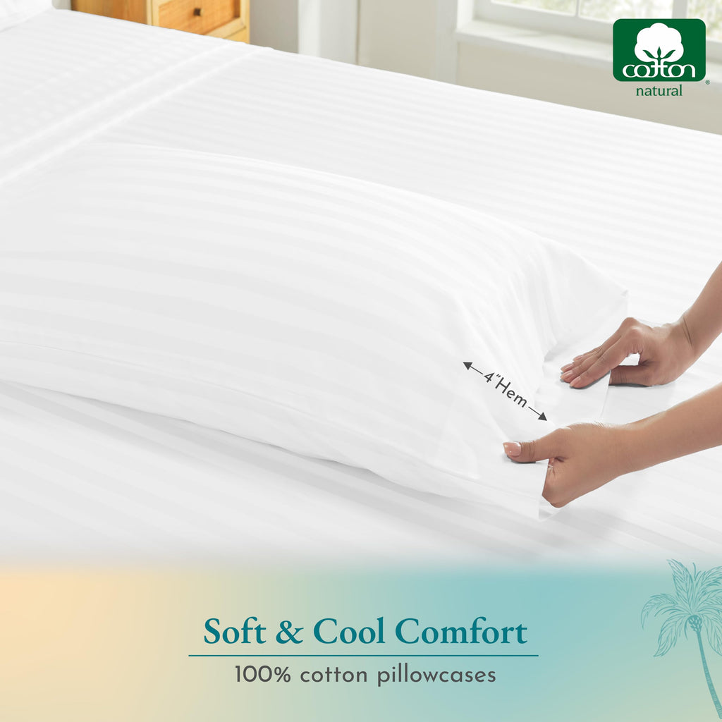 California Design Den Soft & Silky 500 Thread Count 100% Cotton Is Cool & Smooth, 2 White Standard Pillow Cases Fits Standard &