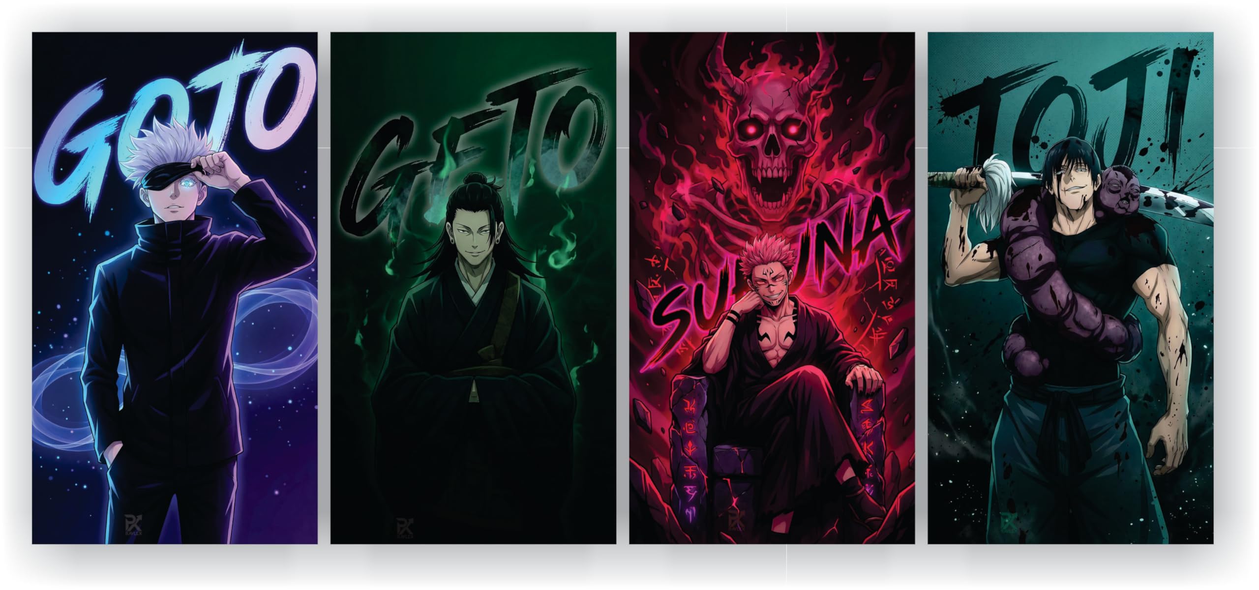 Ravlex Anime Wall Decor Panels, Japanese Aesthetic Wall Art, Gaming Room Decorative Posters, Set Of 4, For Living Room & Bedroom