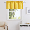DWCN Yellow Valance Curtains for Living Room, Kitchen Valance Solid Short Topper - Room Darkening Rod Pocket Bathroom/Basement C
