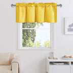 DWCN Yellow Valance Curtains for Living Room, Kitchen Valance Solid Short Topper - Room Darkening Rod Pocket Bathroom/Basement C