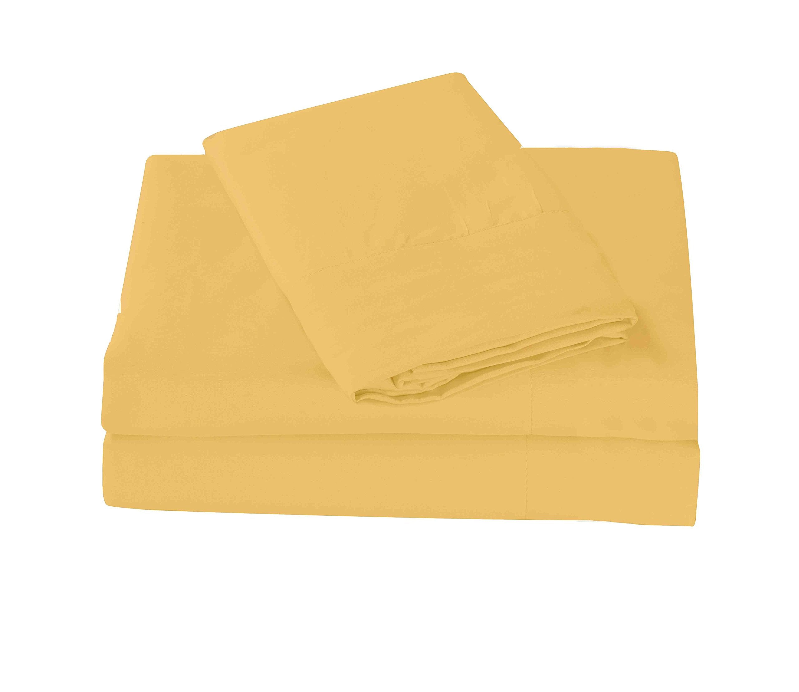 Sheets & Beyond Super Soft 1800 Series Cotton Touch Microfiber 3 Piece Sheet Set (Gold, Twin Size)