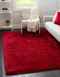 Rugs.com Infinity Collection Solid Shag Area Rug 2 x 3 Merlot Shag Rug Perfect for Living Rooms, Large Dining Rooms, Open Floo