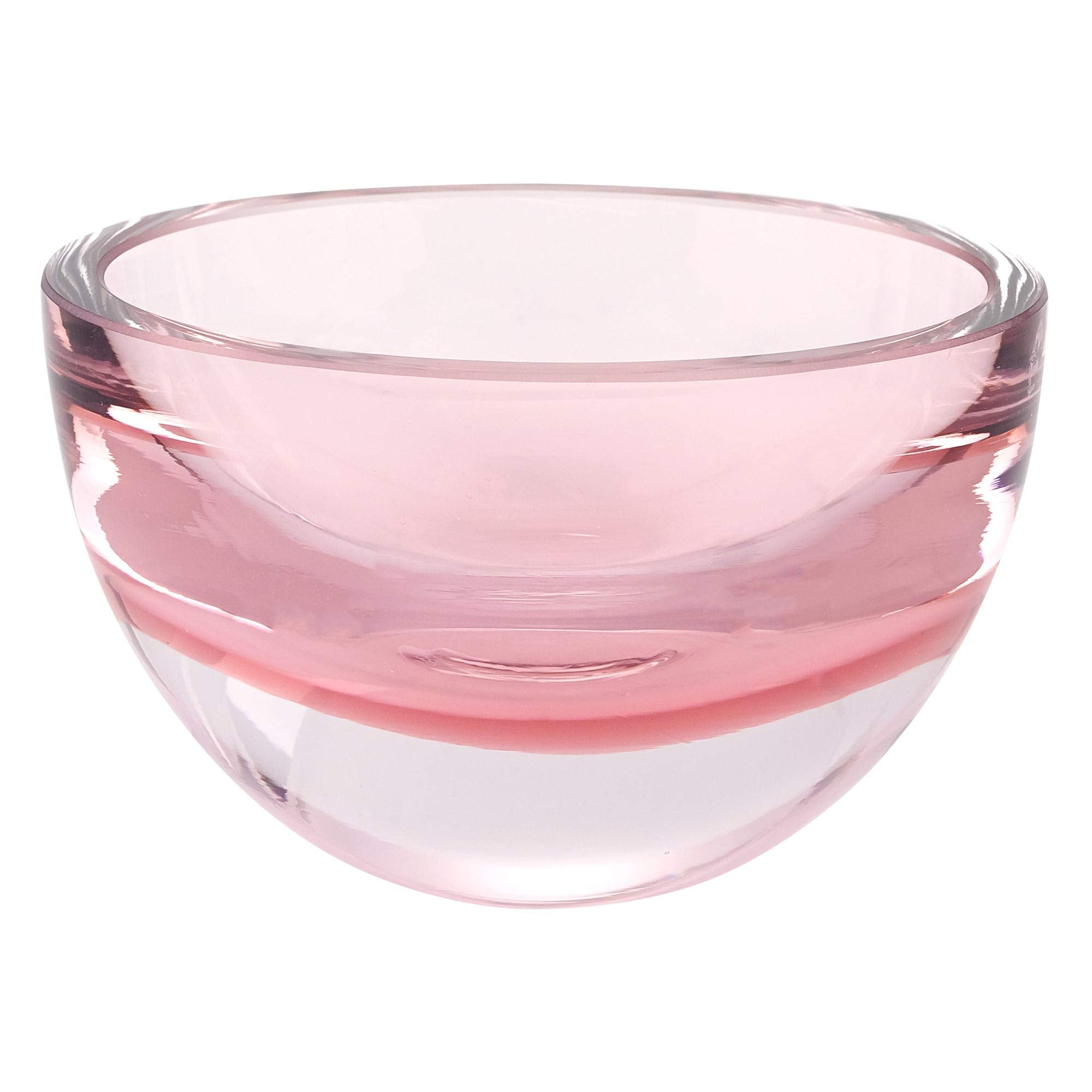 HomeRoots 375803 6'' Mouth Blown European Made Pink Crystal Bowl