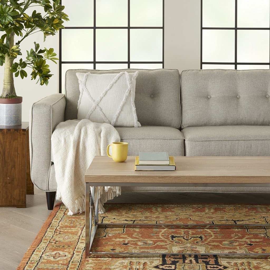 HomeRoots 100% Cotton Boho Chic White Textured Lines Throw Pillow